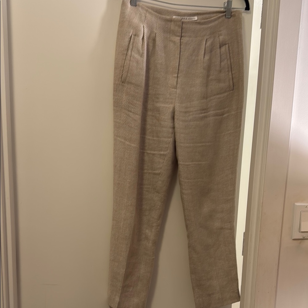 Veronica Beard Tan Linen Ankle Trousers